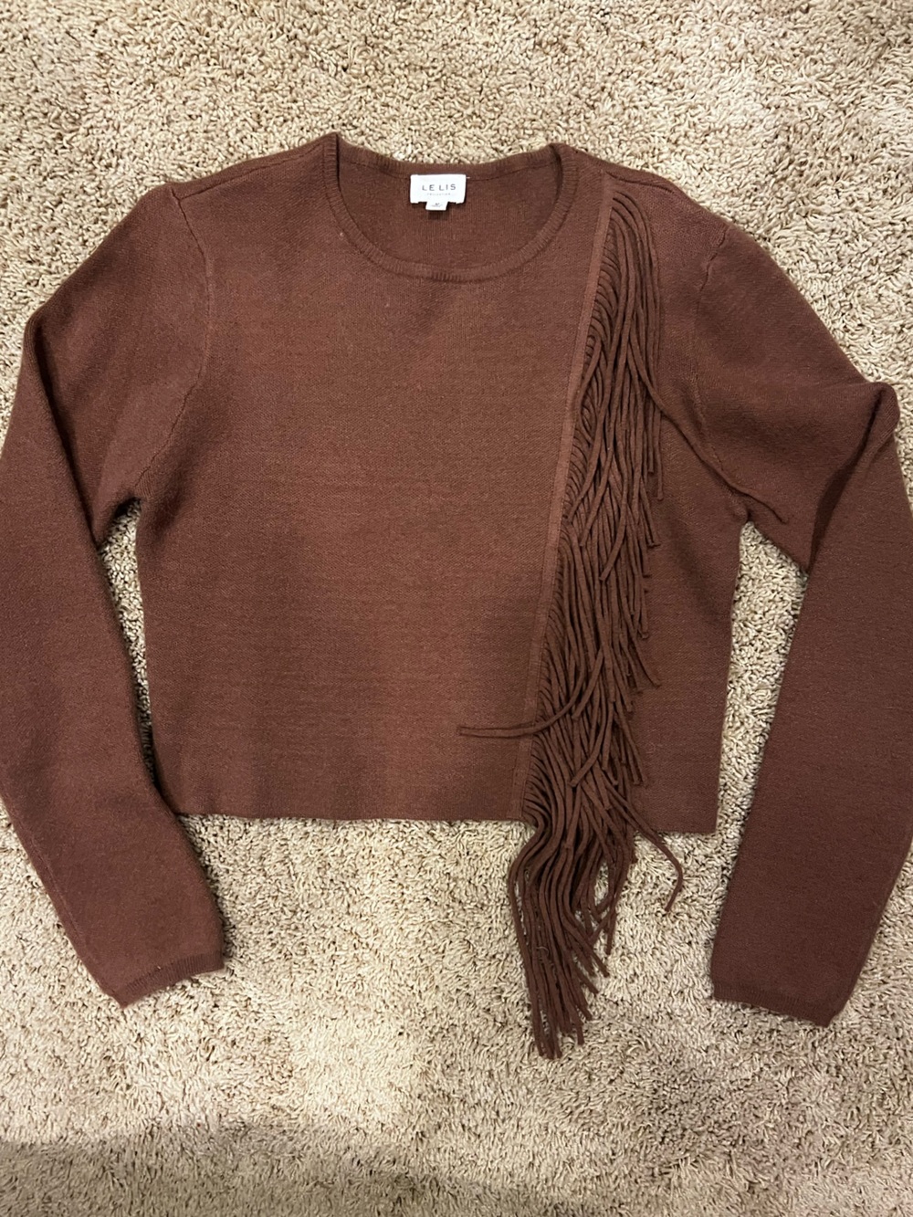 Le Lis Brown Sweater with Fringe